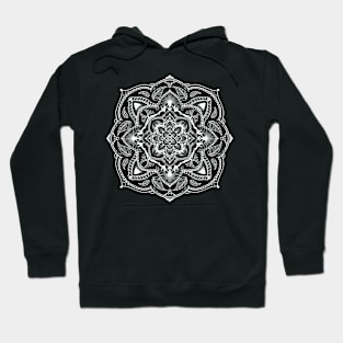 White on black Mandala Hoodie